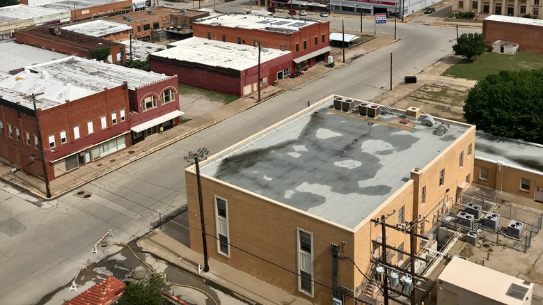 A view of the main street and Baker Hotel in Mineral Wells, Texas