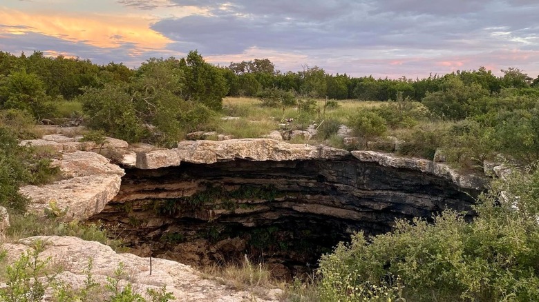 Aerial view of Devil's Sinkhole State Natural Area, Texas