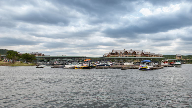 Marinas and resorts at the edge of Possum Kingdom Lake in Texas.