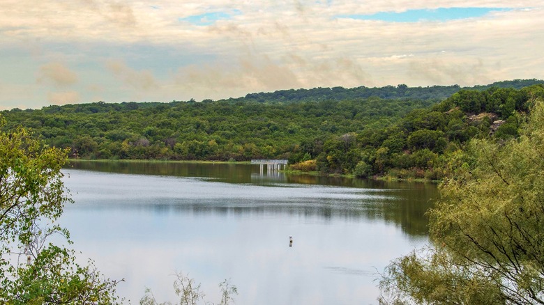 Aerial view of Tucker Lake in Palo Pinto Mountains State Park