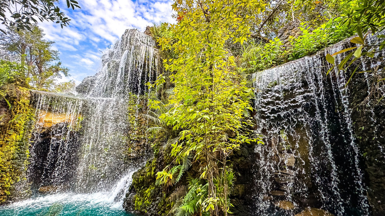 The stunning falls and trees of Dantewada Land of Angels Waterfall Park in Thailand