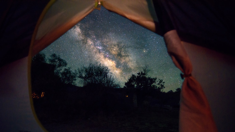 Milky Way seen from inside a tent at Big Bend National Park