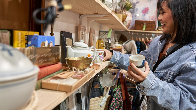 Woman shopping at an antique mall