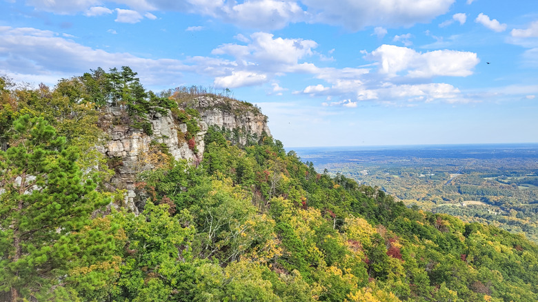 The Big Pinnacle of Pilot Mountain, seen from Little Pinnacle Overlook at Pilot Mountain State Park, North Carolina, USA