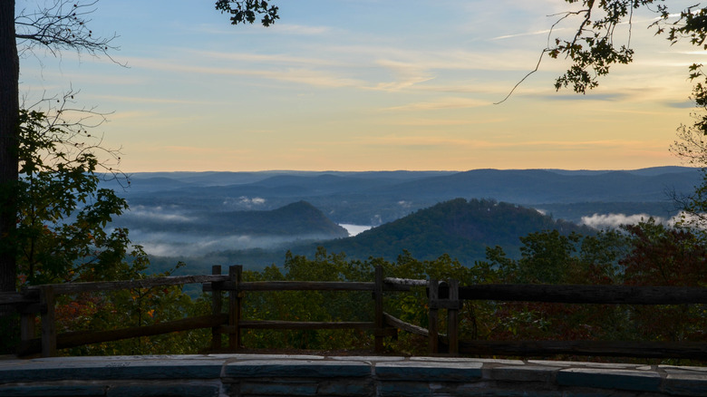 Looking over the valley from the overlook at Morrow Mountain State Park, North Carolina.