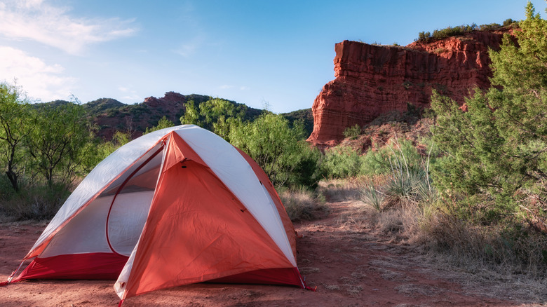 A tent set up in Caprock Canyons State Park, Texas