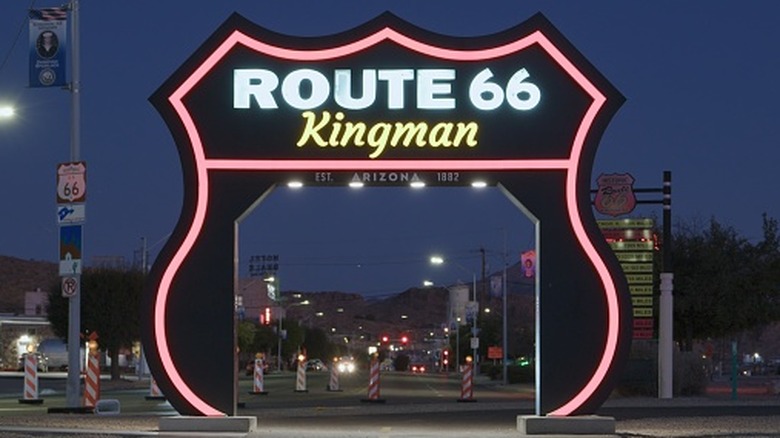 A sign announcing Kingman's section of the nostalgic Route 66