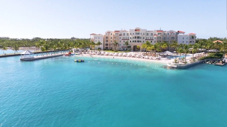 Blue water next to the Blue Haven resort