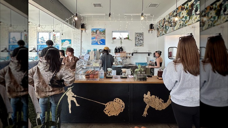 Busy interior view of Oddly Correct Coffee in Kansas City, Missouri