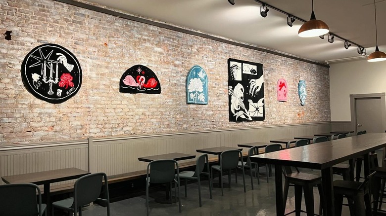 Dark interior of coffee shop in Louisville, Kentucky