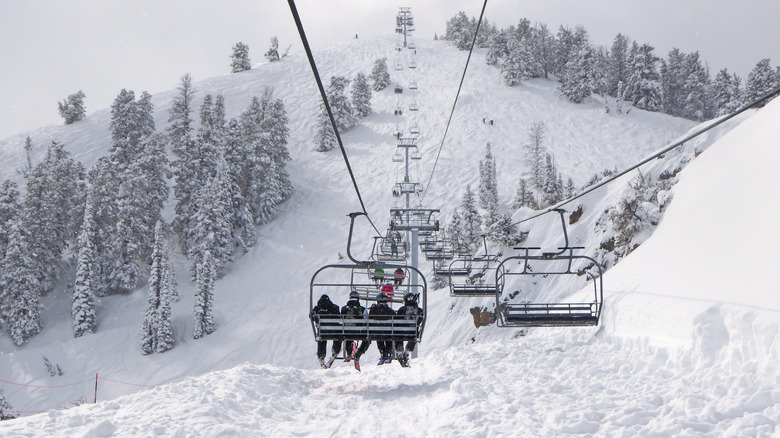 A chair lift at Powder Mountain ski resort in Utah.