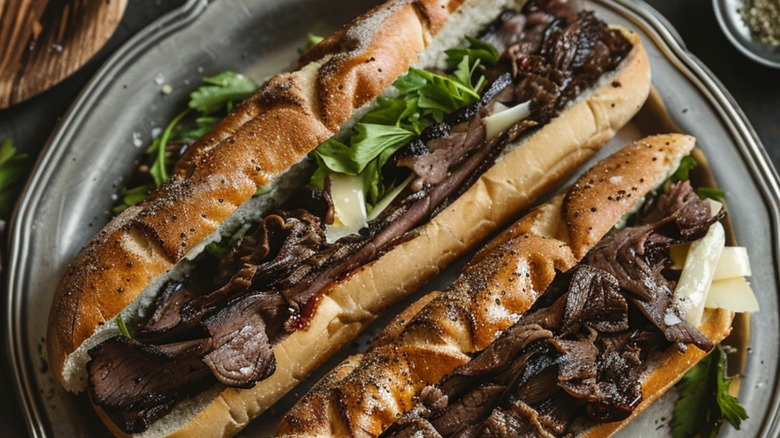 Steak sandwich with cheese