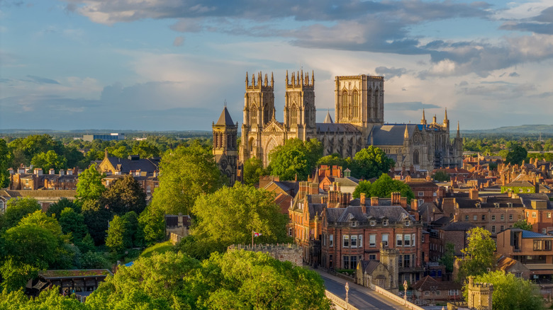 York city centre and York Minster in North Yorkshire, England, viewed across the historic skyline