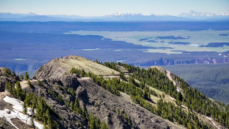 View of the Wyoming landscape from the trail to Mount Washburn, Yellowstone National Park