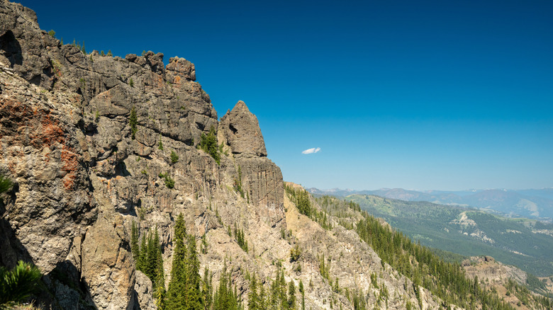 Rocky Cliffs Below the Summit of Sepulcher Mountain in Yellowstone National Park