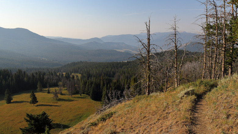 Mountain ridges along the Sky Rim trail, Yellowstone National Park, USA.