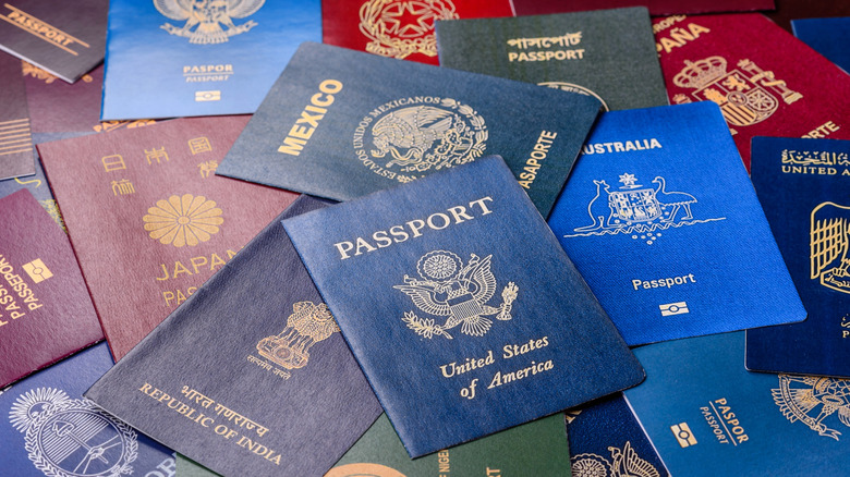 pile of different passports
