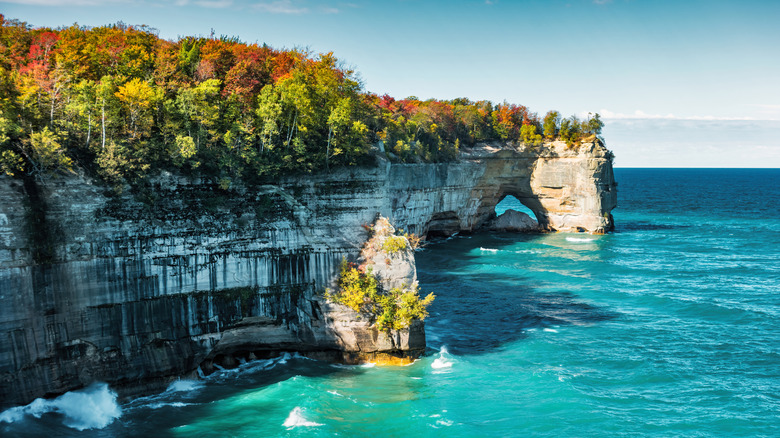Grand Portal Point along Lake Superior in Pictured Rocks National Lakeshore, Michigan, USA.