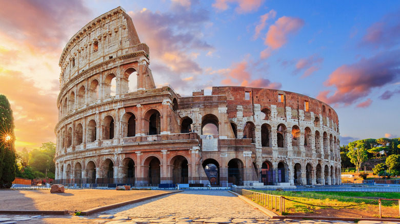 The Colosseum at sunrise in Rome, Italy