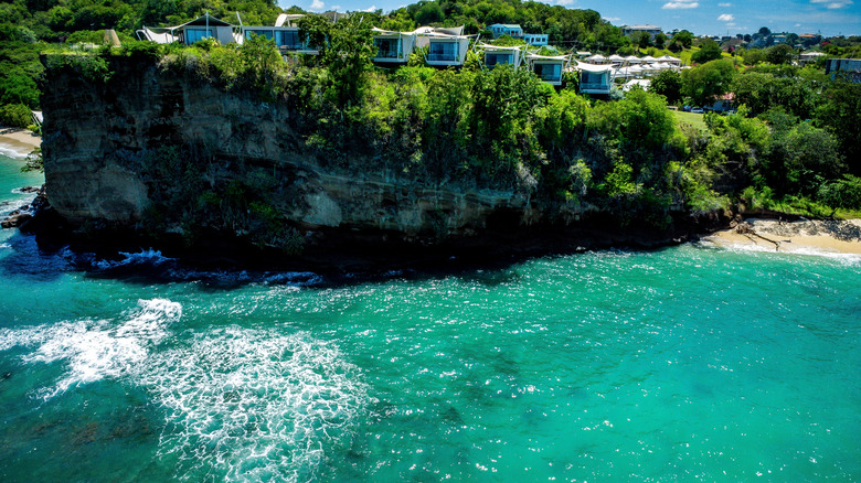 The cliffside bungalows at Silversands Beach House in Grenada
