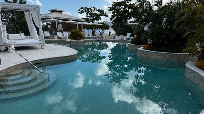 The pool area at Spice Island Beach Resort in Grenada