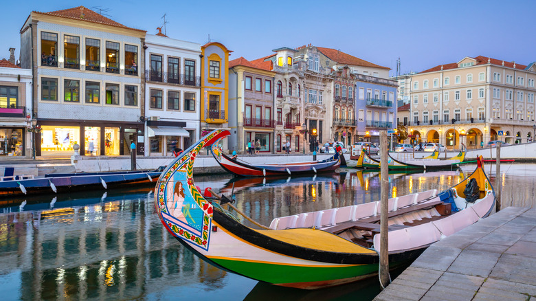 Moliceiro on canal in Aveiro, Portugal