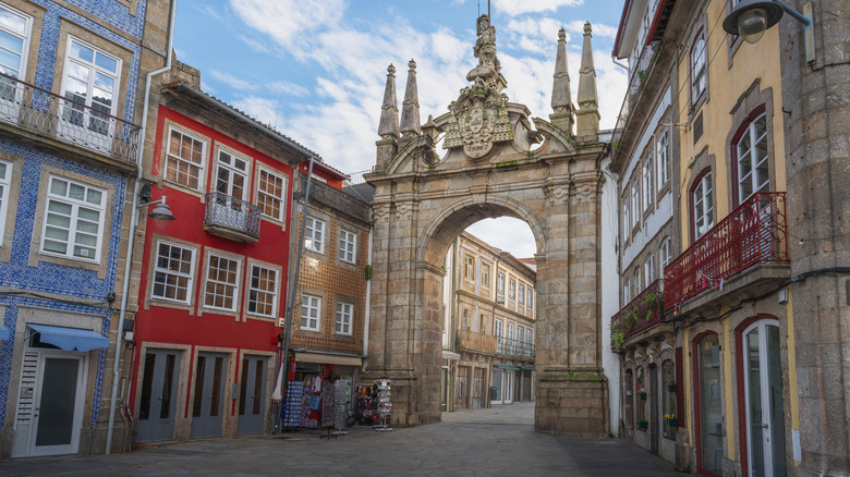 Arch surrounded by buildings in Braga