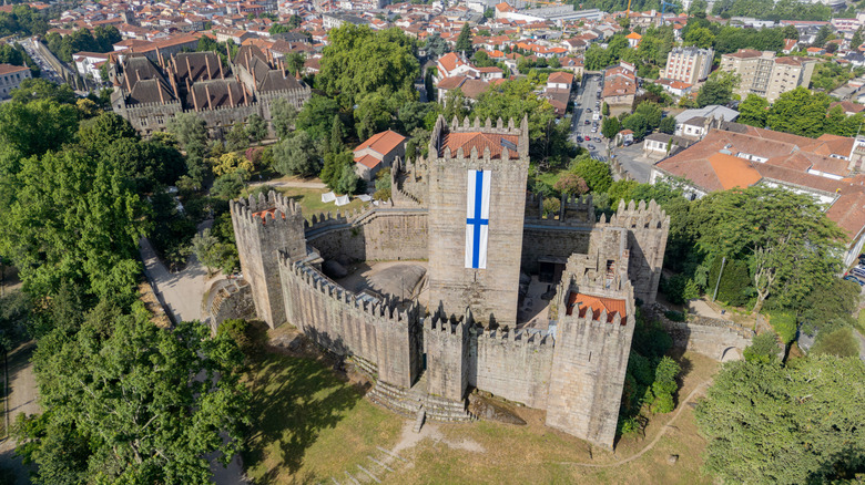 Guimarães Castle from above in Portugal