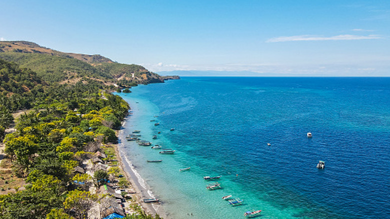 Aerial view of Atauro Island coastline in Timor-Leste
