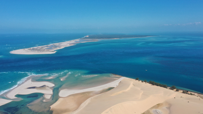Aerial view of the sand dunes of Bazaruto Archipelago, Mozambique