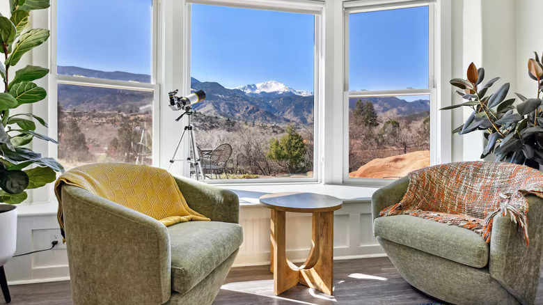 View of the mountains from a living room in Colorado Springs