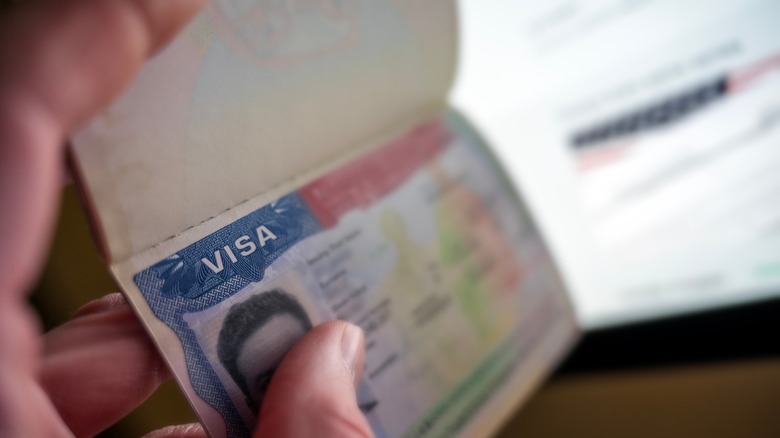 A passport with a visa stamped inside