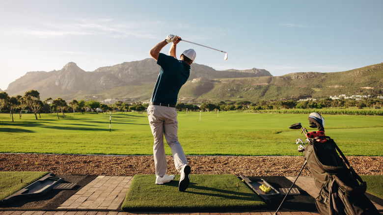 Golfer taking a swing