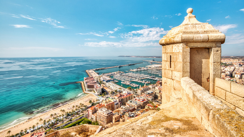 View over Alicante, Spain, and sea from a castle