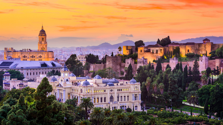Malaga, Spain, cityscape viewed with the cathedral and citadel
