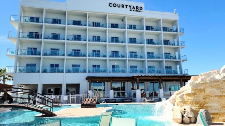 A view of the pool area at Courtyard by Mariott in South Padre