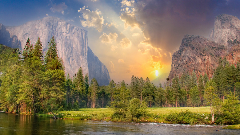 Beautiful sunset at Yosemite National Park, California