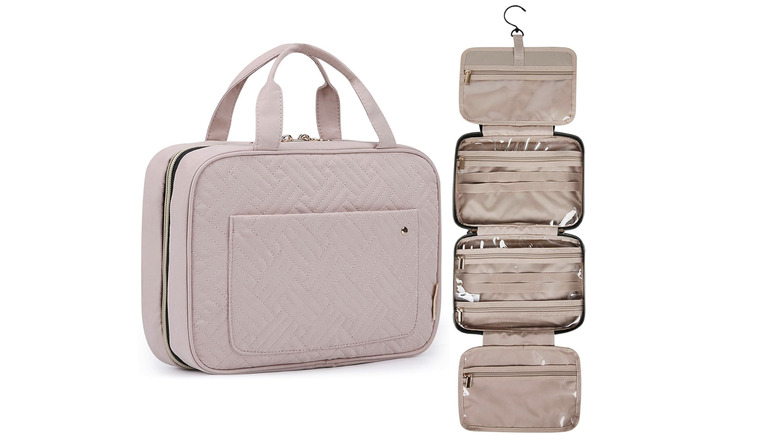 Bagsmart toiletry travel bag in baby pink