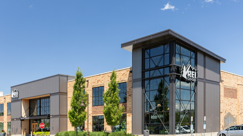 An outside look at an REI store on a sunny day