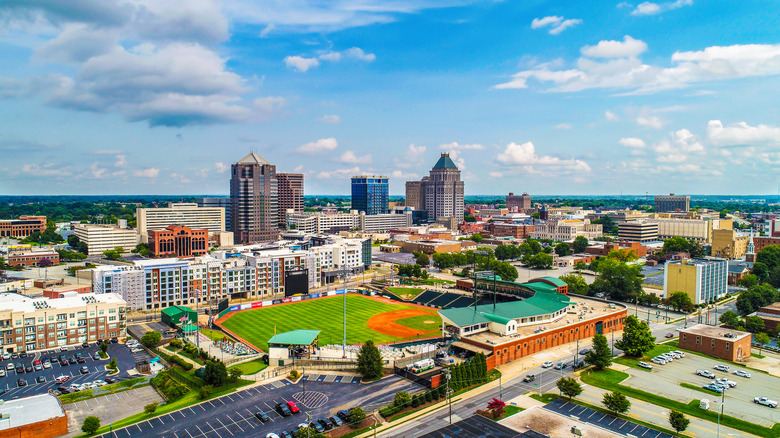 Ariel view of downtown Greensboro, North Carolina