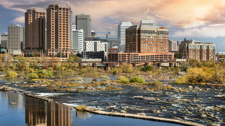 Richmond's industrial skyline seen from the riverside