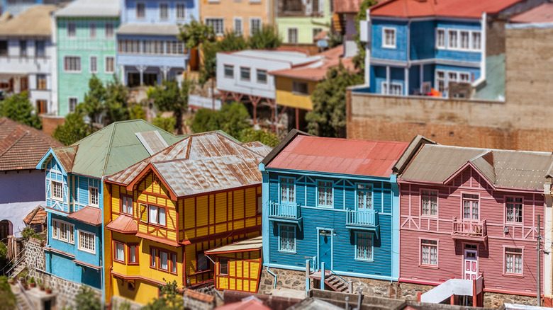 Colored and steep neighborhood of Valparaiso, Chile