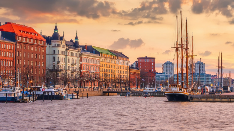Boats in the harbor of Helsinki, Finland