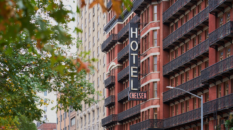 A view of the Chelsea Hotel signage.