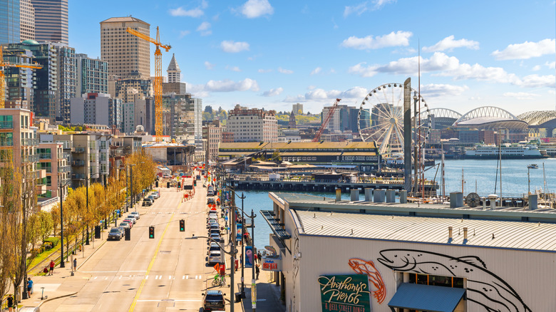 The Seattle waterfront area