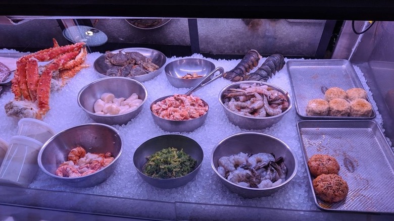 The seafood offerings in the refrigerated case at Clean Catch Fish Market in Charlotte, North Carolina