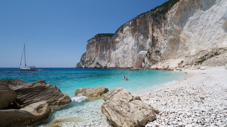 clear blue water and pebble beach Paxos