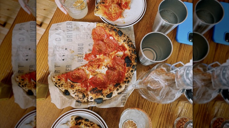 Pizza and drinks at Cart-Driver in Denver