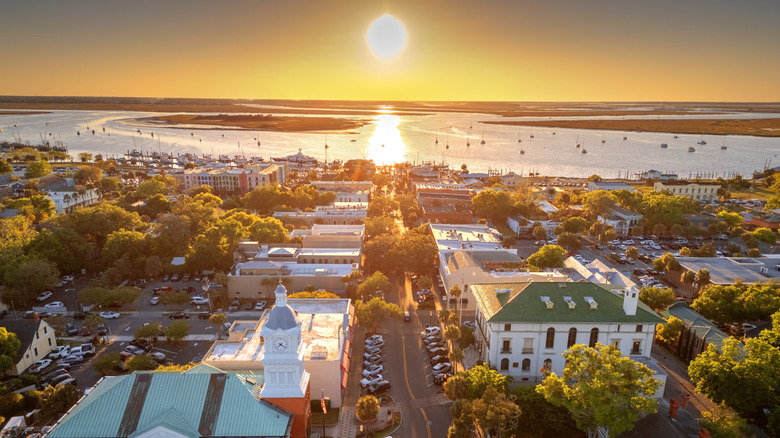 Town of Fernandina Beach on Amelia Island, Florida at sunrise