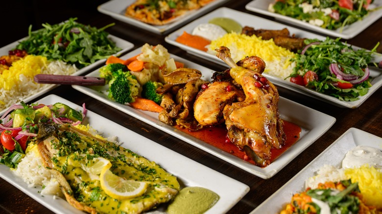 Colorful dishes from Laili Restaurant in Santa Cruz, California